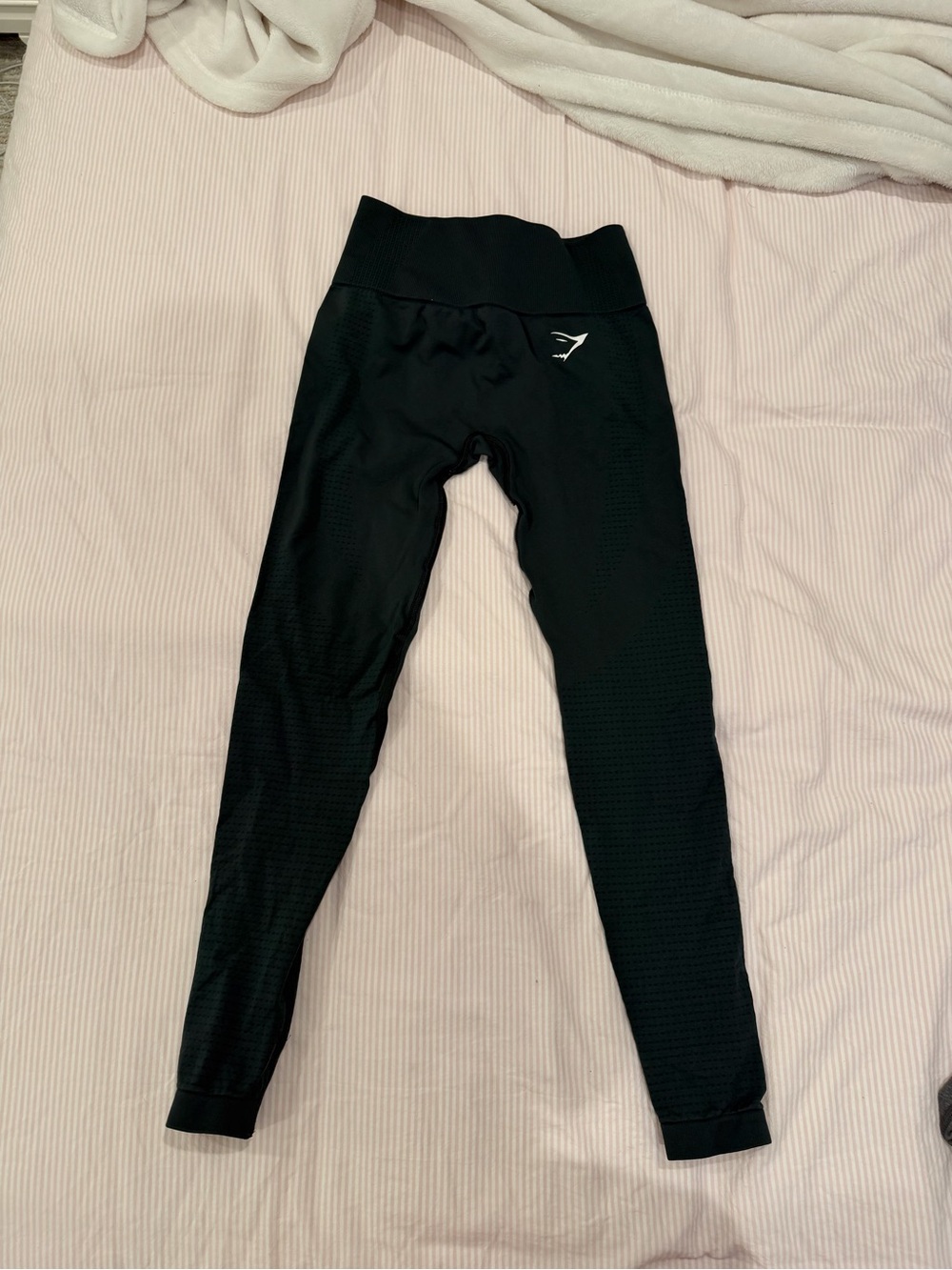 Gymshark Dark Green Performance Leggings with White Logo